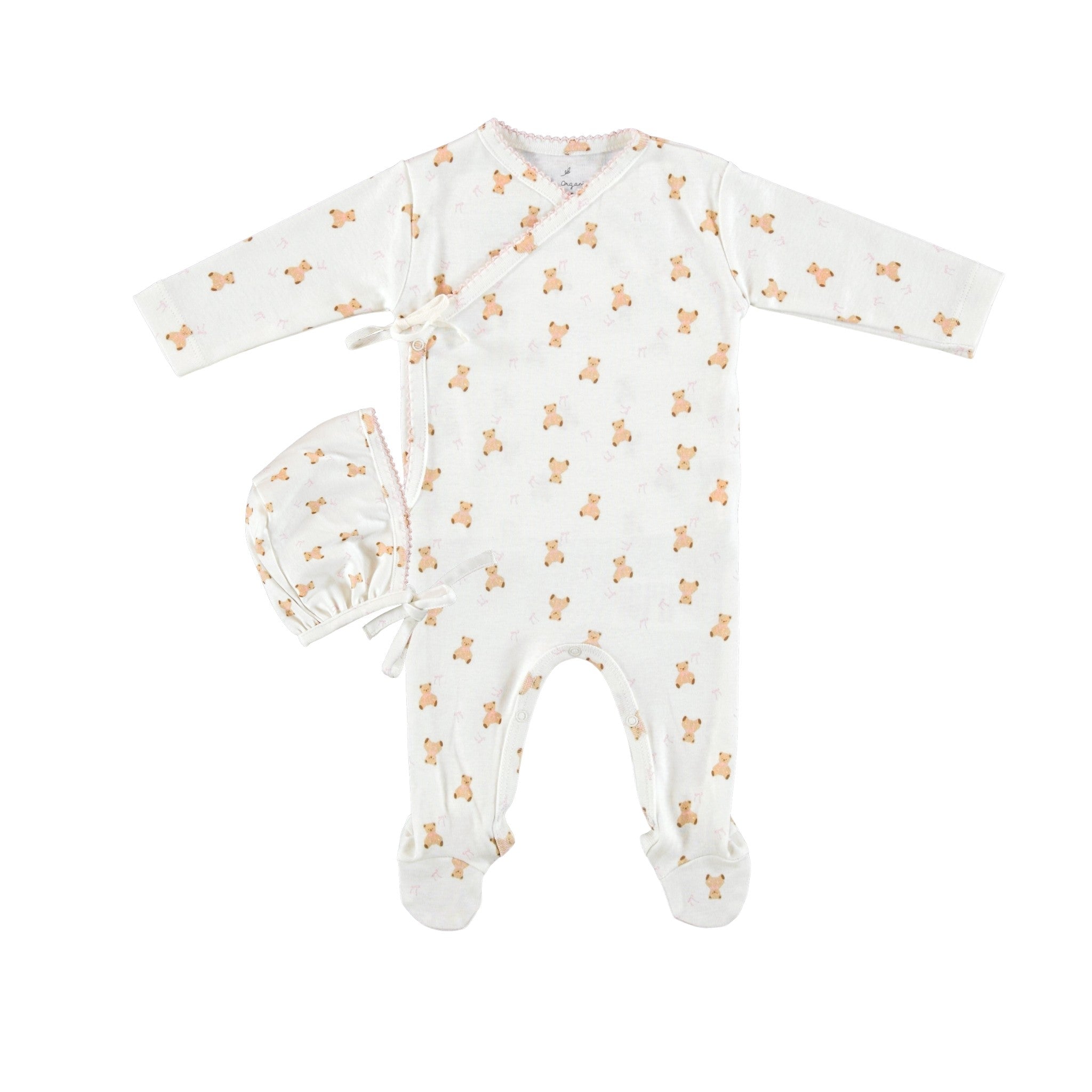 Bebe Organic Pink Teddy Footie + Hat