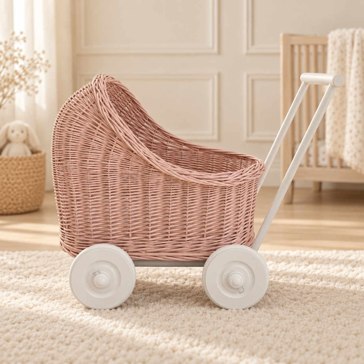 Wicker 4 Wheel Carriage