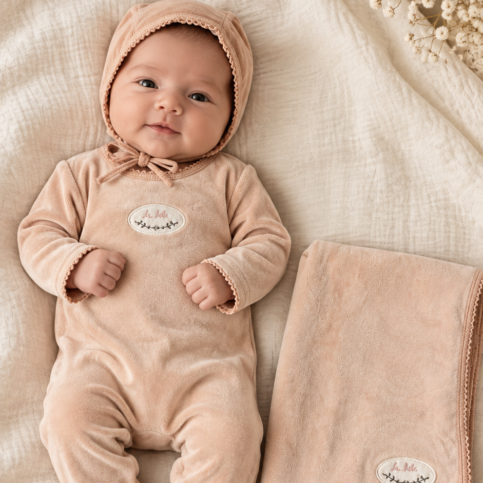 Lilette Dusty Pink Velour Footie Set
