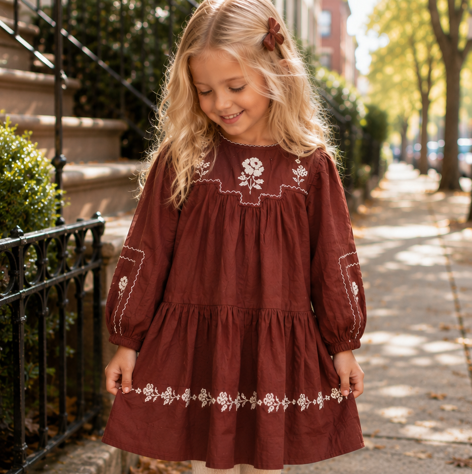Emile Et Ida Acajou Brodee Dress