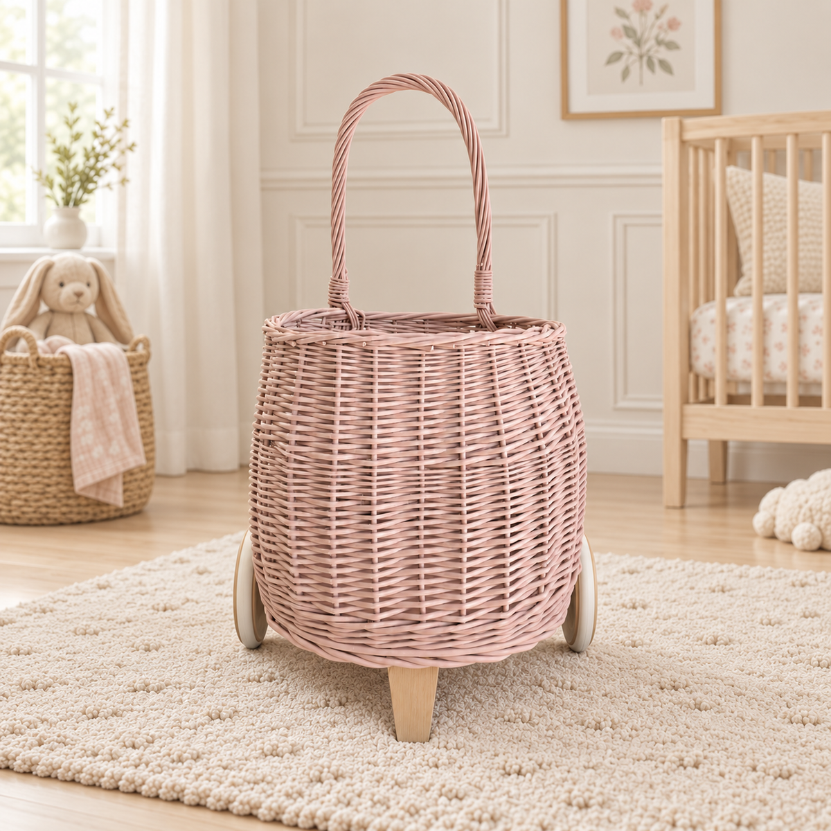 Wicker 2 Wheel Pully Carriage