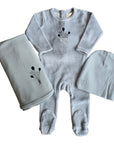 Ely's And Co Ivory Blue Stripe Collection Footie Set