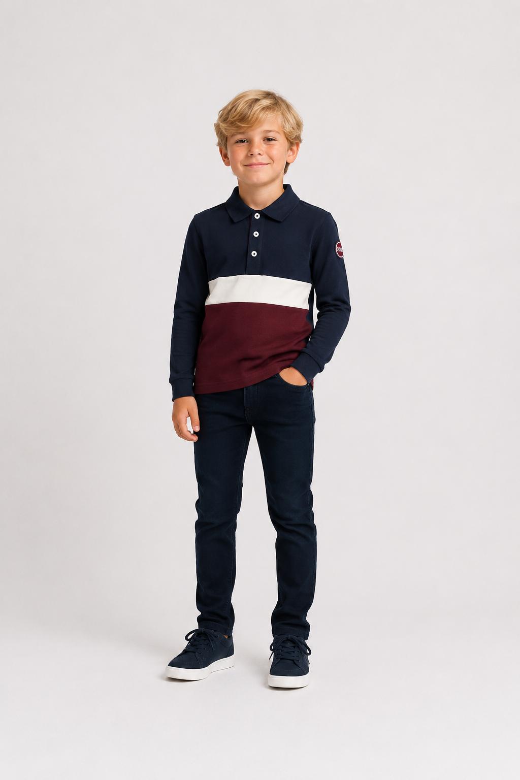 Colmar Navy Brick Long Sleeve Polo