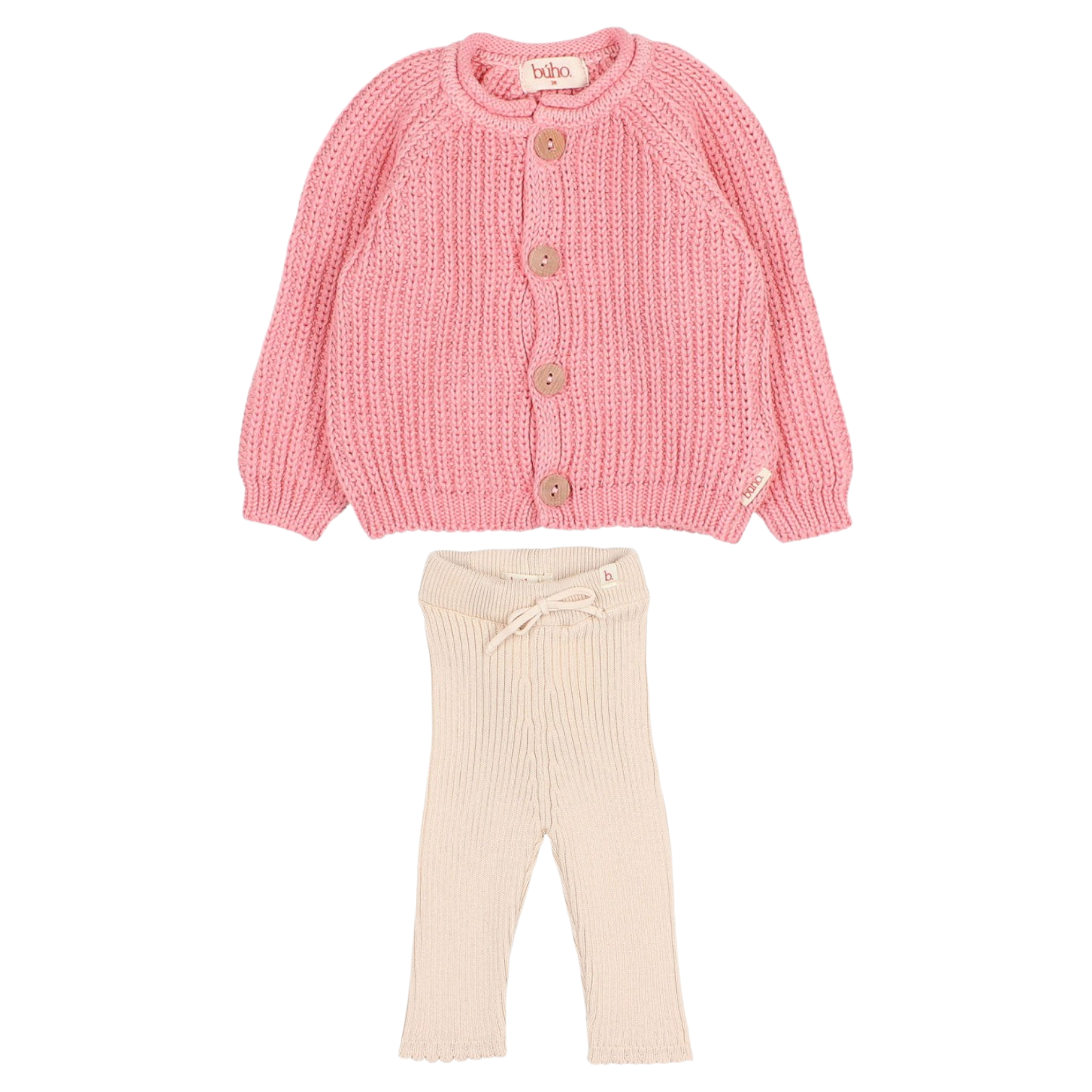 Buho Sugar Pink Button Down Cardigan Set