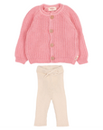 Buho Sugar Pink Button Down Cardigan Set