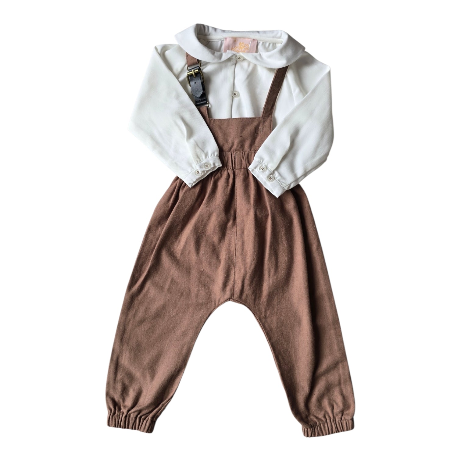 Little Tempest Beige Baby Boys Halter Romper With Shirt