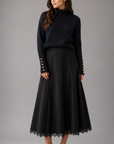 Hev And Bloom Black Turtleneck With Sleeve Buttons