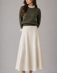 Hev And Bloom Olive Lace Neck Knit Top