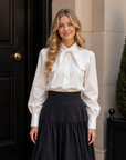 Little Tempest Teens Taffeta Tie Cropped Shirt