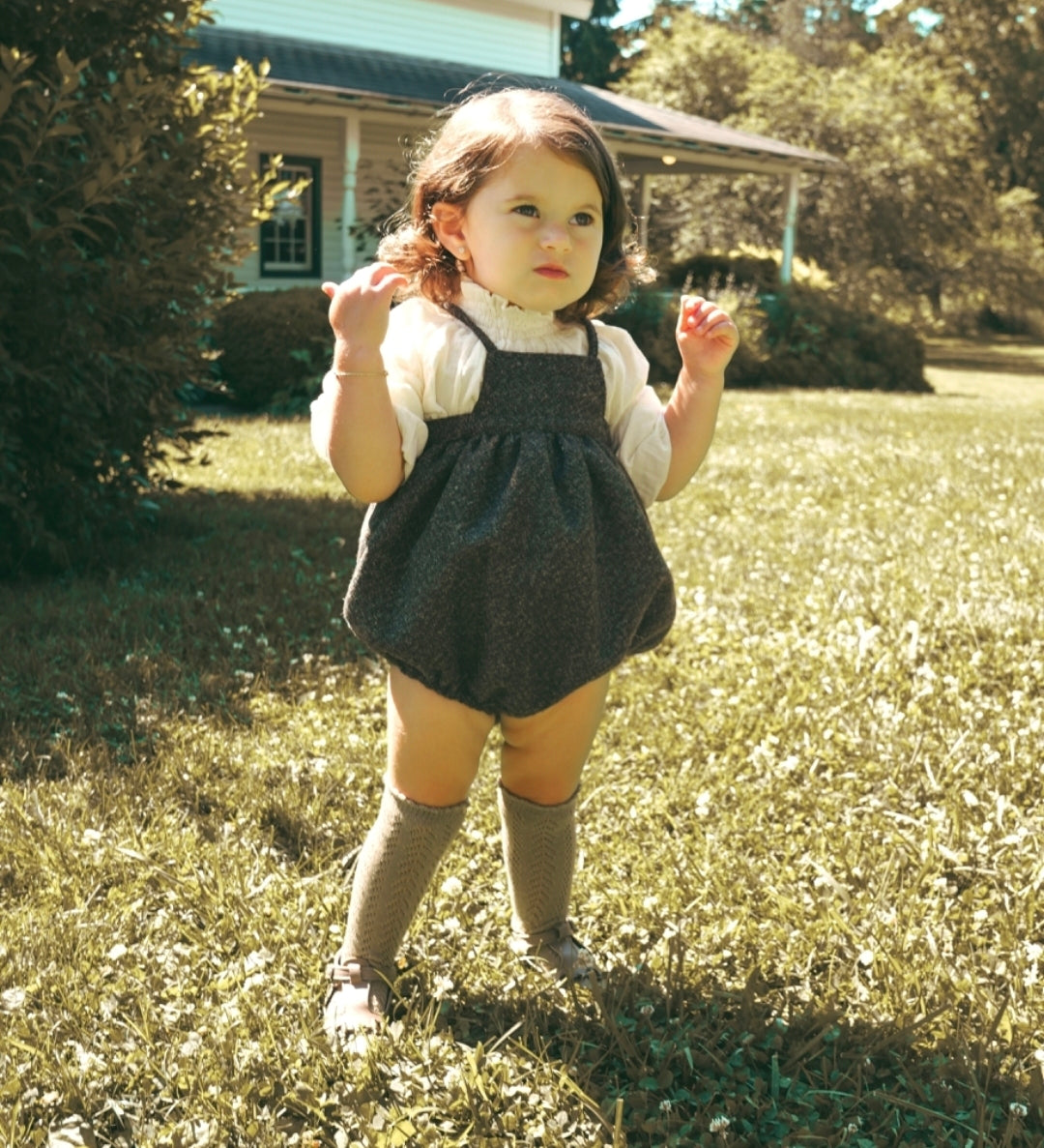 Calla Lili Grey/Brown Girl Tweed Romper