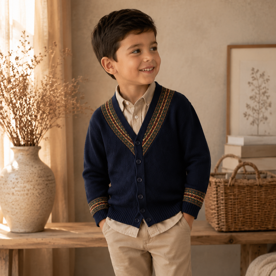 Sweet Threads Blue Nordic Knit Cardigan