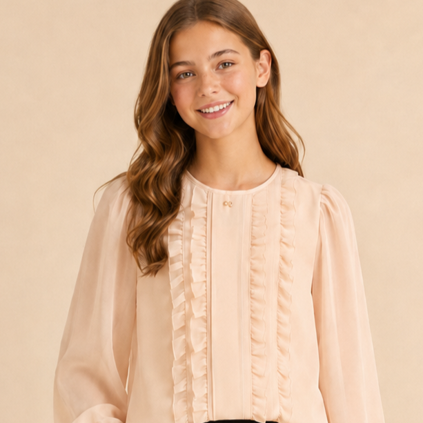 Elisabetta Franchi Georgette Tunic With Ruffle