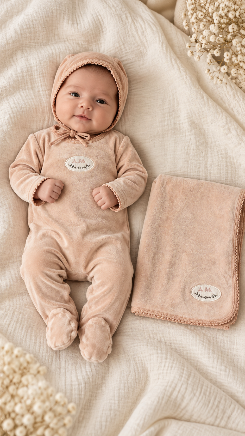 Lilette Dusty Pink Velour Footie Set