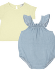 One + In The Family Girl Denim Romper Set