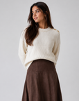 Degree Brown Topstitched Suede Skirt