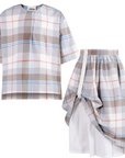 TNTRM Checked Draped Skirt Set