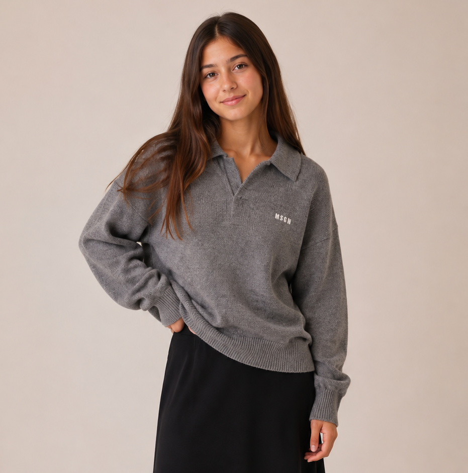 Msgm Grigio Collared Sweater