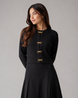 Hev And Bloom Brown Knit Cardigan With Bow Buttons Detail