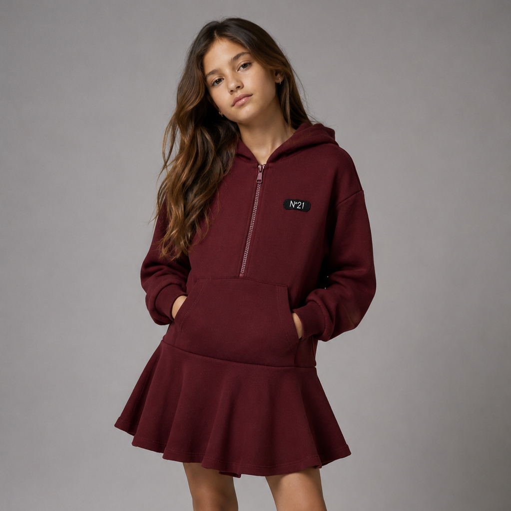 No21 Maroon Half Zip Sweat Dress