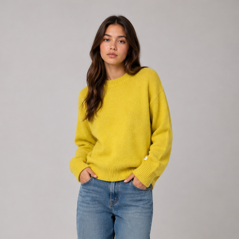 Tangerine Yellow Wool Knit Sweater