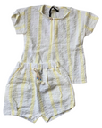 One + In The Family Yellow Striped Shorts Set