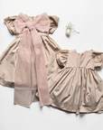 Pompomme Beige Tulle Bow Detail Dress