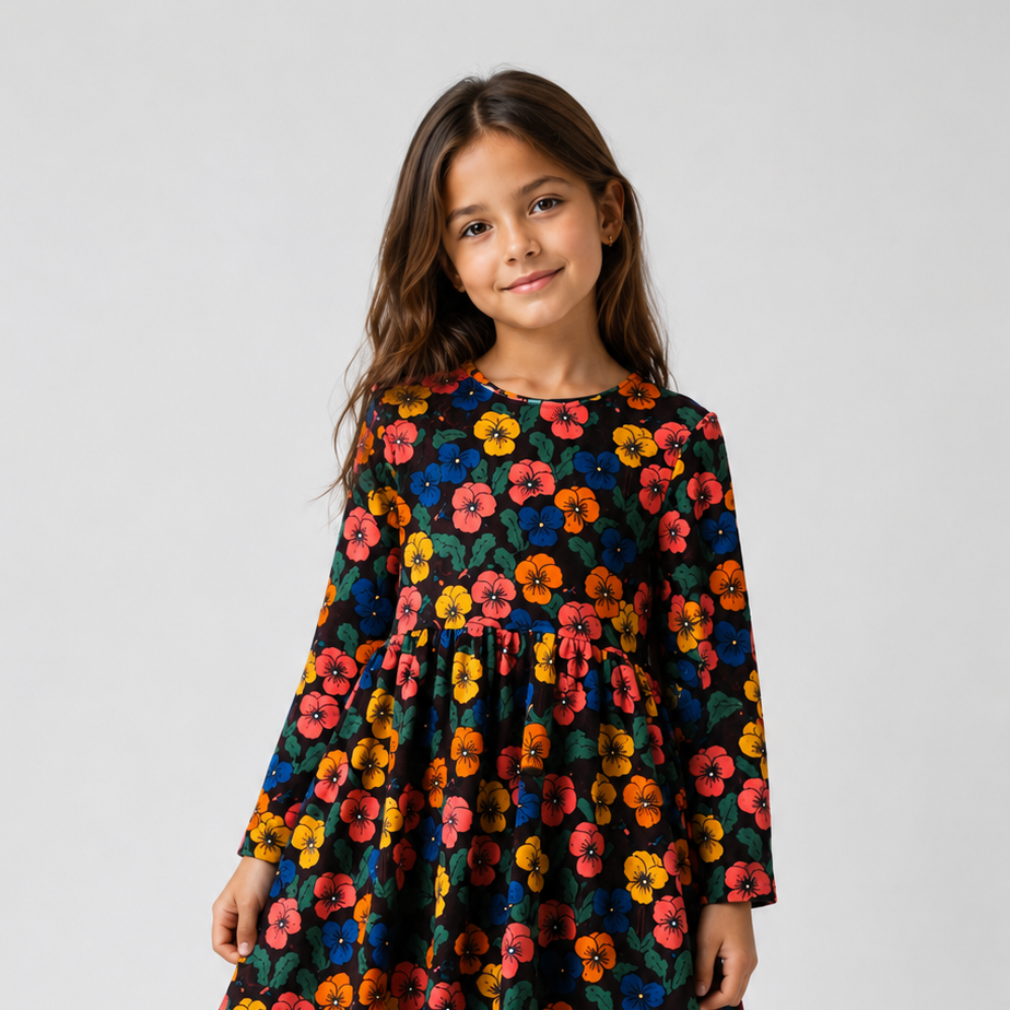 Mini Rodini Multi Violas Aop Velour Dress