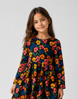 Mini Rodini Multi Violas Aop Velour Dress
