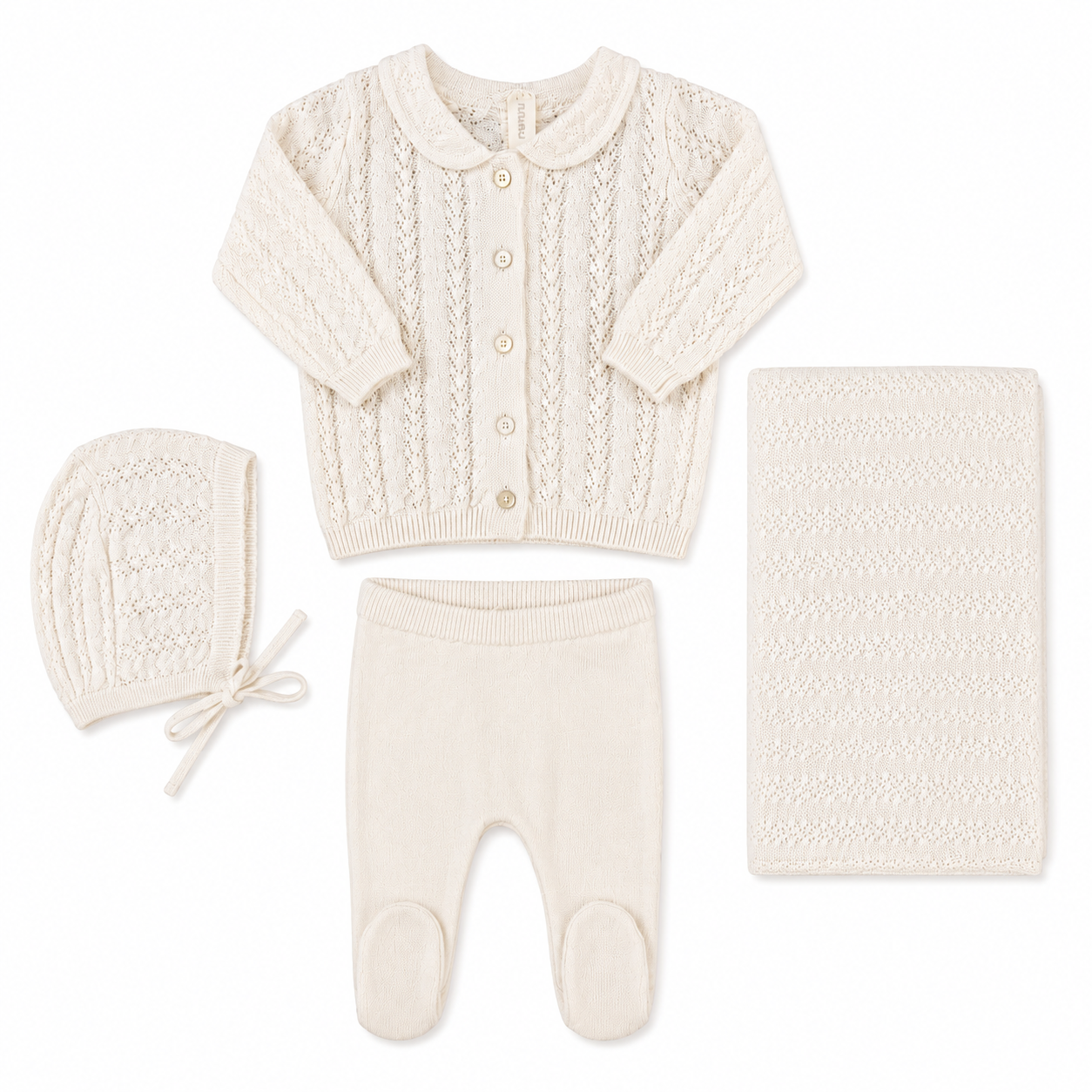 Lilette Winter White Crochet Bris Set + Blanket