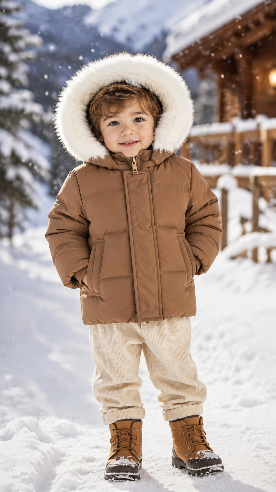 Ducc Camel Coat With White Fur